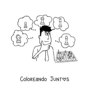 Imagen para colorear de caricatura de un hombre jugando ajedrez