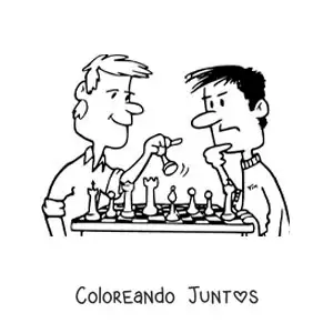 Imagen para colorear de caricatura de dos hombres jugando ajedrez