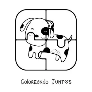 Imagen para colorear de rompecabezas recortable de 4 piezas de un perro animado