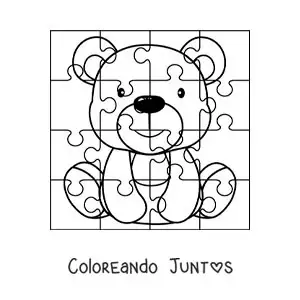 Imagen para colorear de rompecabezas recortable de un oso animado