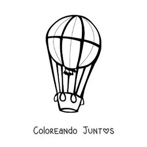 Imagen para colorear de un globo aerostático en vuelo