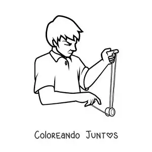 Imagen para colorear de niño jugando con un yoyo
