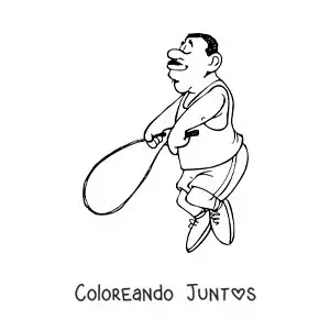 Imagen para colorear de caricatura de un hombre saltando la cuerda