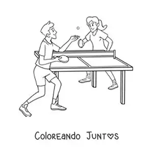 Imagen para colorear de chicos jugando tenis de mesa