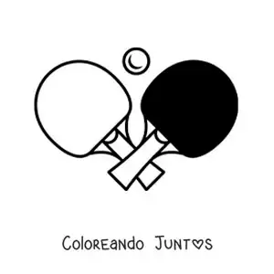 Imagen para colorear de pelota y raquetas de tenis de mesa