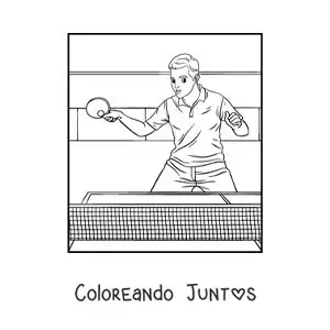 Imagen para colorear de chico jugando ping pong