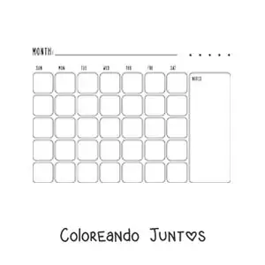 Imagen para colorear de calendario para imprimir