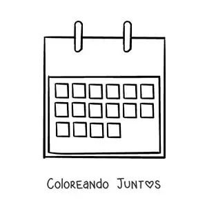 Imagen para colorear de calendario mensual