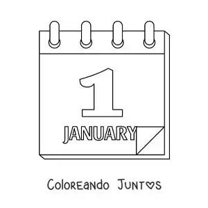 Imagen para colorear de 1 de enero en el calendario