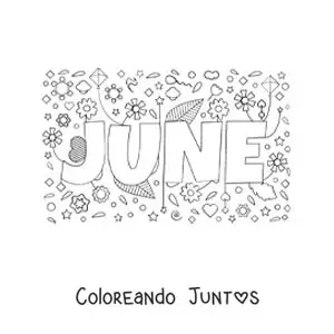 Imagen para colorear de junio en inglés con flores
