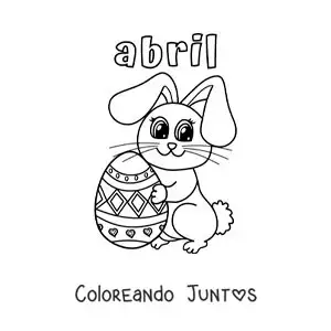 Imagen para colorear de abril con el conejo de pascua