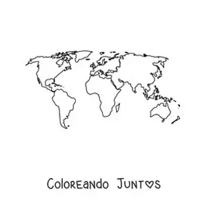 Imagen para colorear de mapamundi con los los continentes