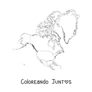 Imagen para colorear de mapa de América del Norte sin nombres