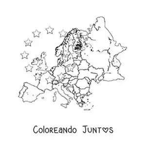Imagen para colorear de mapa del continente europeo sin nombres