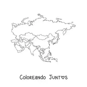 Imagen para colorear de mapa del continente asiático sin nombres