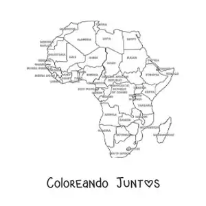 Imagen para colorear de mapa político de África con nombres