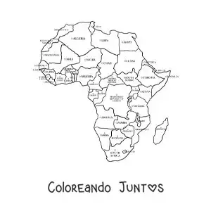 Imagen para colorear de mapa del continente africano con nombres