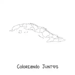 Imagen para colorear de mapa político de Cuba