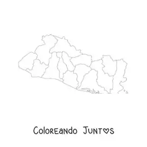 Imagen para colorear de mapa político de El Salvador