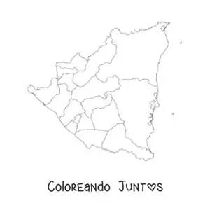 Imagen para colorear de mapa político de Nicaragua