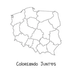 Imagen para colorear de mapa político de Polonia