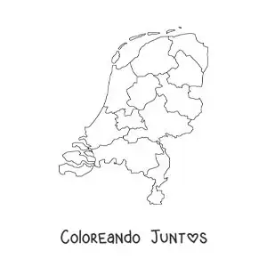 Imagen para colorear de mapa político de Países Bajos