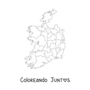 Imagen para colorear de mapa político de Irlanda