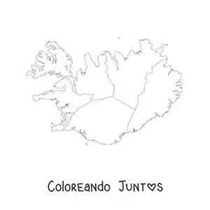 Imagen para colorear de mapa político de Islandia