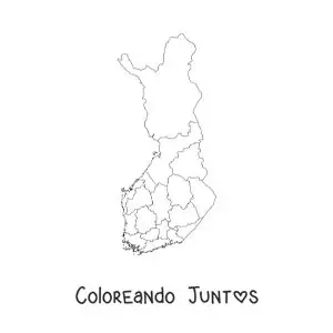 Imagen para colorear de mapa político de Finlandia