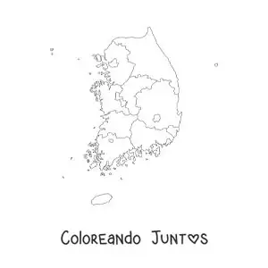 Imagen para colorear de mapa político de Corea del Sur