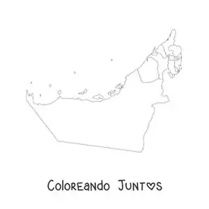 Imagen para colorear de mapa político de Emiratos Árabes Unidos