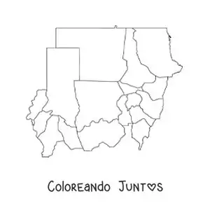 Imagen para colorear de mapa político de Sudán