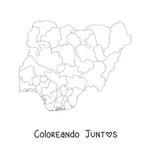 Imagen para colorear de mapa político de Nigeria