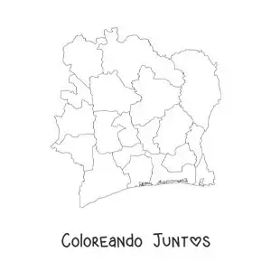 Imagen para colorear de mapa político de Costa de Marfil