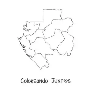 Imagen para colorear de mapa político de Gabón