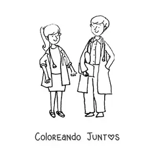 Imagen para colorear de una pareja de médicos