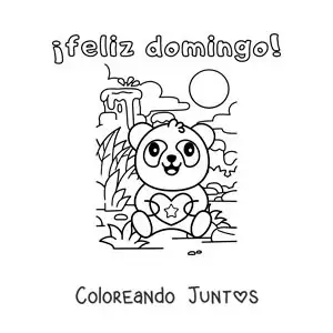 Imagen para colorear de feliz domingo con un panda animado
