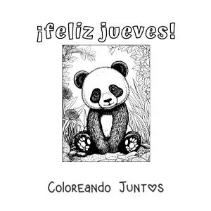 Imagen para colorear de feliz jueves con un panda kawaii