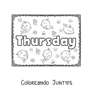 Imagen para colorear de cartel de thursday con dibujos animados
