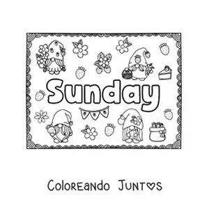 Imagen para colorear de cartel de sunday con dibujos animados