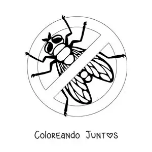 Imagen para colorear de señal de prohibido moscas