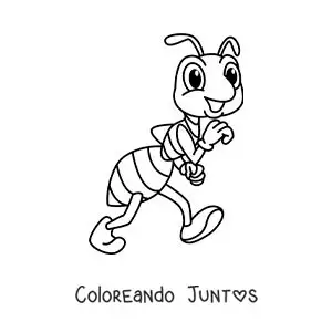Imagen para colorear de una hormiga animada graciosa caminando