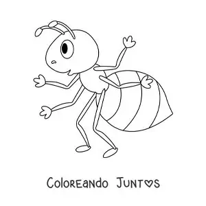 Imagen para colorear de una hormiga animada graciosa