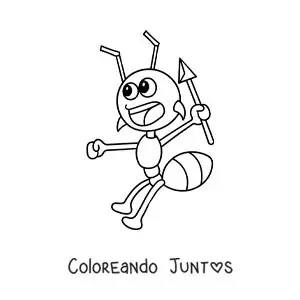 Imagen para colorear de una hormiga guerrera animada