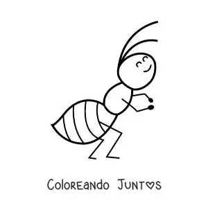 Imagen para colorear de una hormiga kawaii bailando
