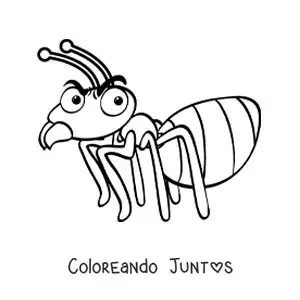 Imagen para colorear de una hormiga animada enojada