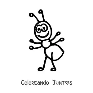 Imagen para colorear de una hormiga animada grande fácil