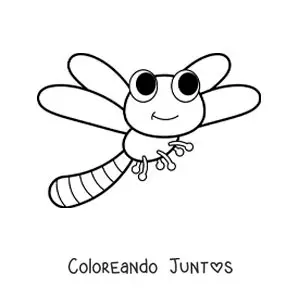 Imagen para colorear de libélula animada volando