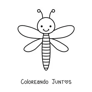 Imagen para colorear de una libélula infantil animada