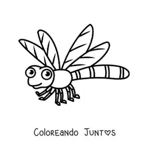 Imagen para colorear de caricatura de una libélula animada